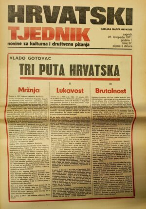 hrvatski tjednik - novine za kulturna i društvena pitanja 22.10.1971.
