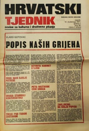 hrvatski tjednik - novine za kulturna i društvena pitanja 12.11.1971.