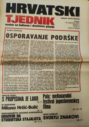 hrvatski tjednik - novine za kulturna i društvena pitanja 13.08.1971.