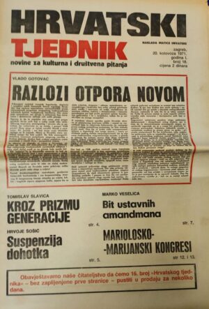 hrvatski tjednik - novine za kulturna i društvena pitanja 20.08.1971.
