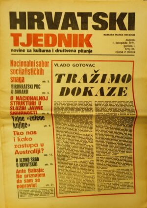 hrvatski tjednik - novine za kulturna i društvena pitanja 01.10.1971.
