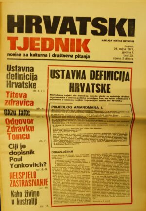 hrvatski tjednik - novine za kulturna i društvena pitanja 24.09.1971.