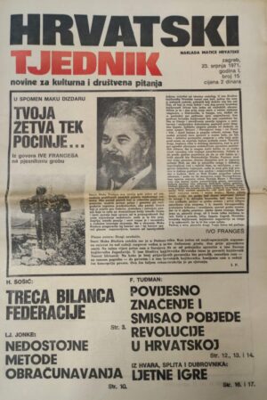 hrvatski tjednik - novine za kulturna i društvena pitanja 28.07.1971.