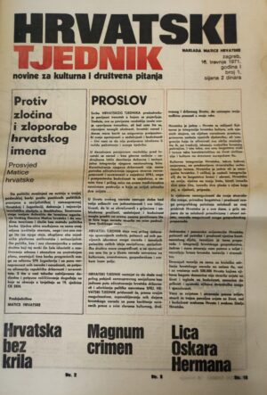 hrvatski tjednik - novine za kulturna i društvena pitanja 16.04.1971.