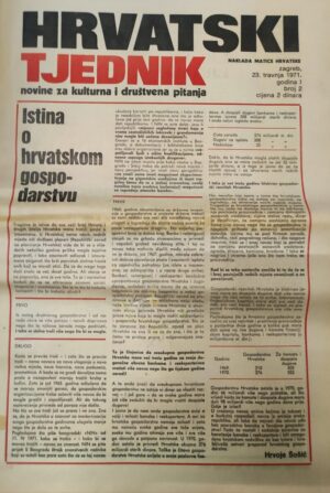 hrvatski tjednik - novine za kulturna i društvena pitanja 23.04.1971.
