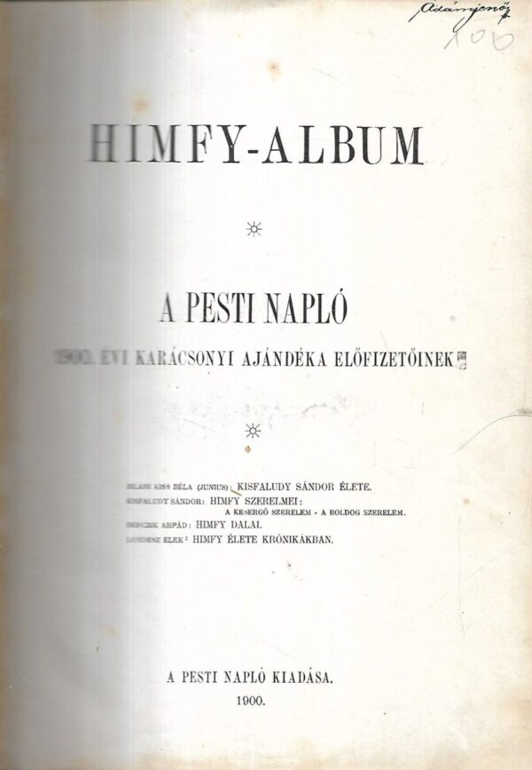 himfy-album : a pesti napló 1900. évi karácsonyi ajándéka előfizetőinek.