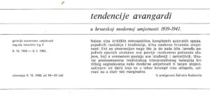 tendencije avangardi u hrvatskoj modernoj umjetnosti 1919-1941. - pozivnica