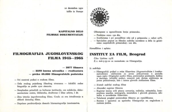 filmografija jugoslovenskog filma 1945-1965