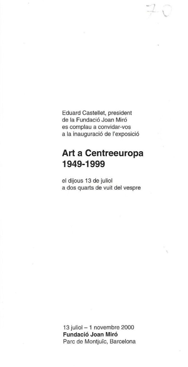 art a centreeuropa 1949-1999 - pozivnica