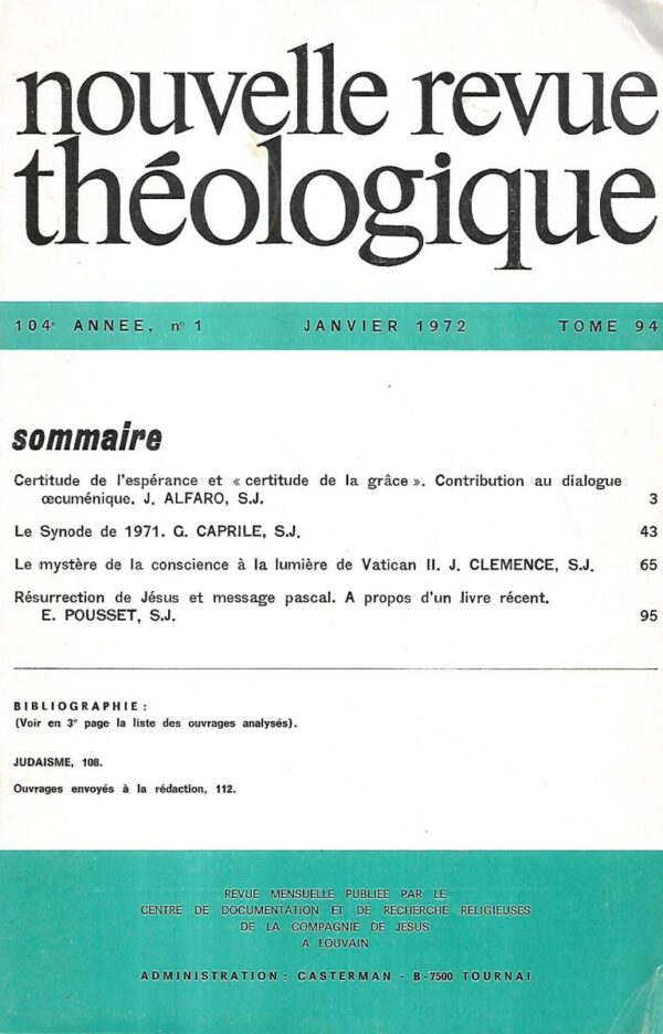 nouvelle revue théologique  1-1972
