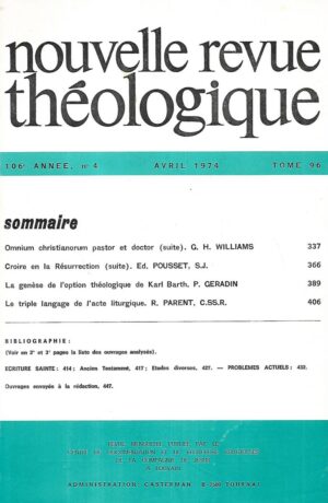 nouvelle revue théologique  4-1974