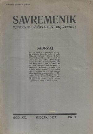savremenik 1/1927 - mjesečnik društva hrvatskih književnika