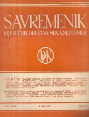 savremenik 9/1937 - mjesečnik društva hrvatskih književnika