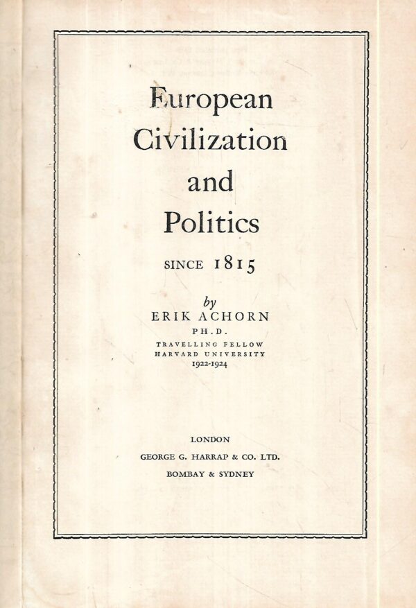 erik achorn: european civilization and politics since 1815