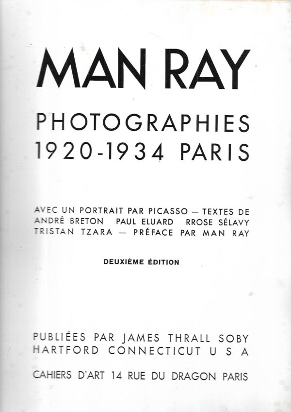 man ray: photographies 1920-1934 paris, second edition