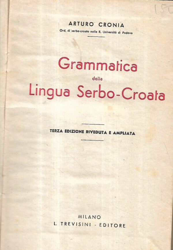 arturo cronia: grammatica della lingua serbo-croata