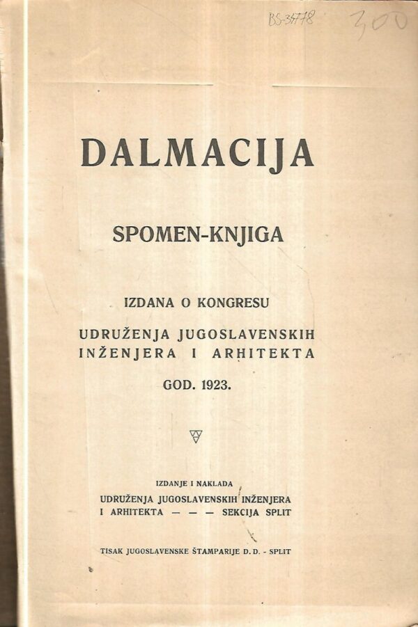 dalmacija, spomen - knjiga, 1923.