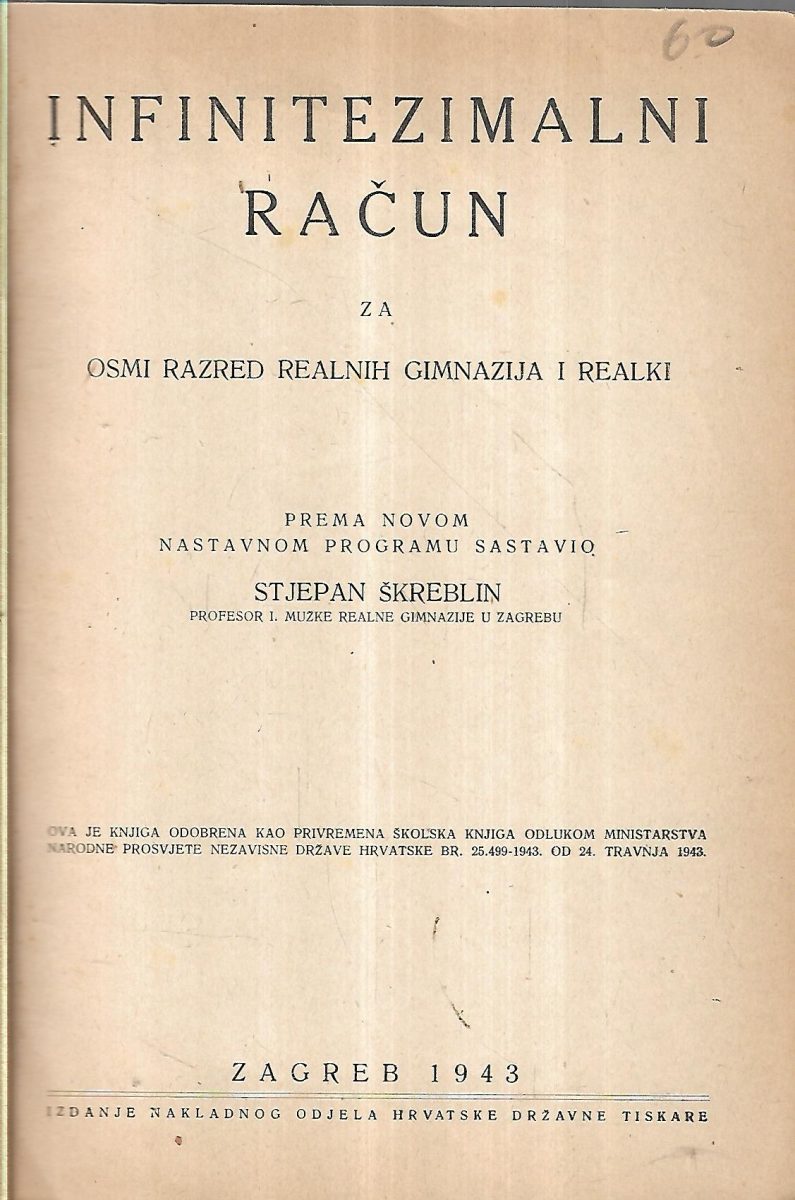 Stjepan Škreblin: Infinitezimalni račun | Crveni Pristil