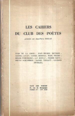 les cahiers du club des poetes