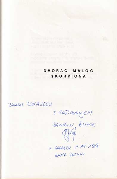 davorin Žitnik: dvorac malog škorpiona, potpis autora