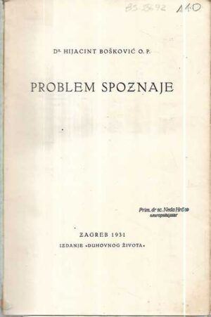 dr. hijacint bošković: problem spoznaje