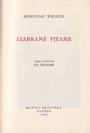 miroslav krleža: izabrane pjesme
