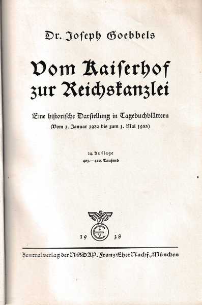 joseph goebbels: vom kaiserhof zur reichskanzlei