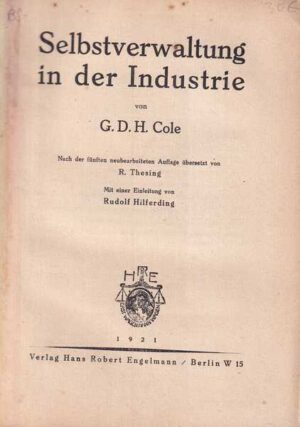 g.d.h. cole: selbstverwaltung in der industrie