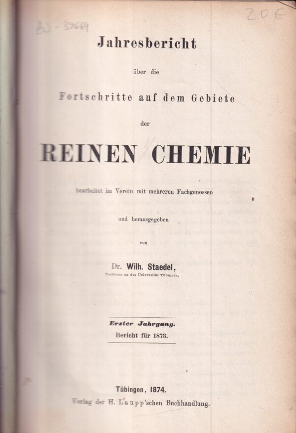 wilhelm staedel: reinen chemie 1873.