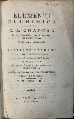 elementi di chimica di g. a. chaptal tomo ii