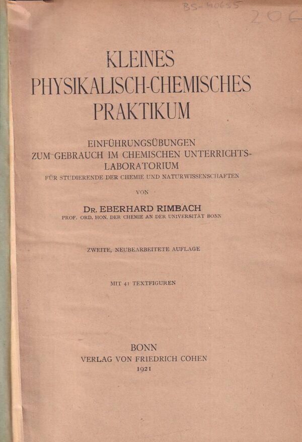 eberhard rimbach: kleines physikalisch-chemisches praktikum