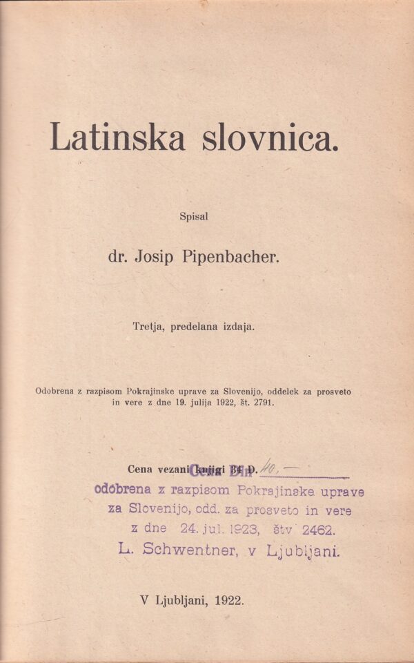 j. pipenbacher: latinska slovnica