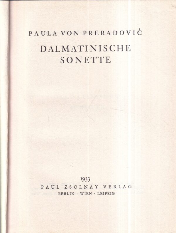 paula von preradović: dalmatinische sonette