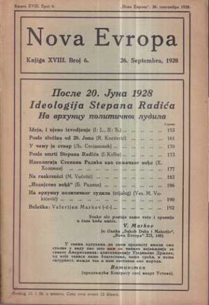 nova evropa, knjiga xviii. broj 6.