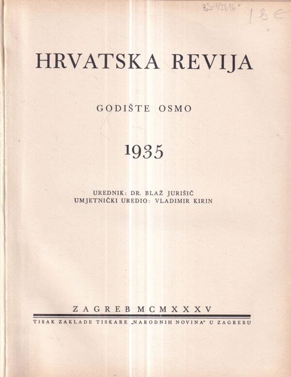 blaž jurišić: hrvatska revija 7-12 1935
