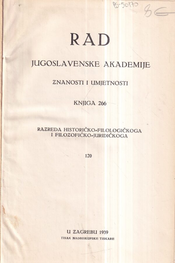 rad jugoslavenske akademije znanosti i umjetnosti br. 266