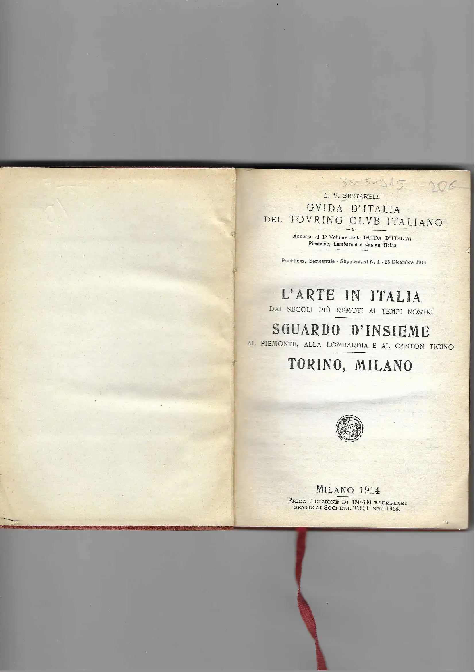 annesso al primo volume della guida d'italia - piemonte, lombardia, canton ticino