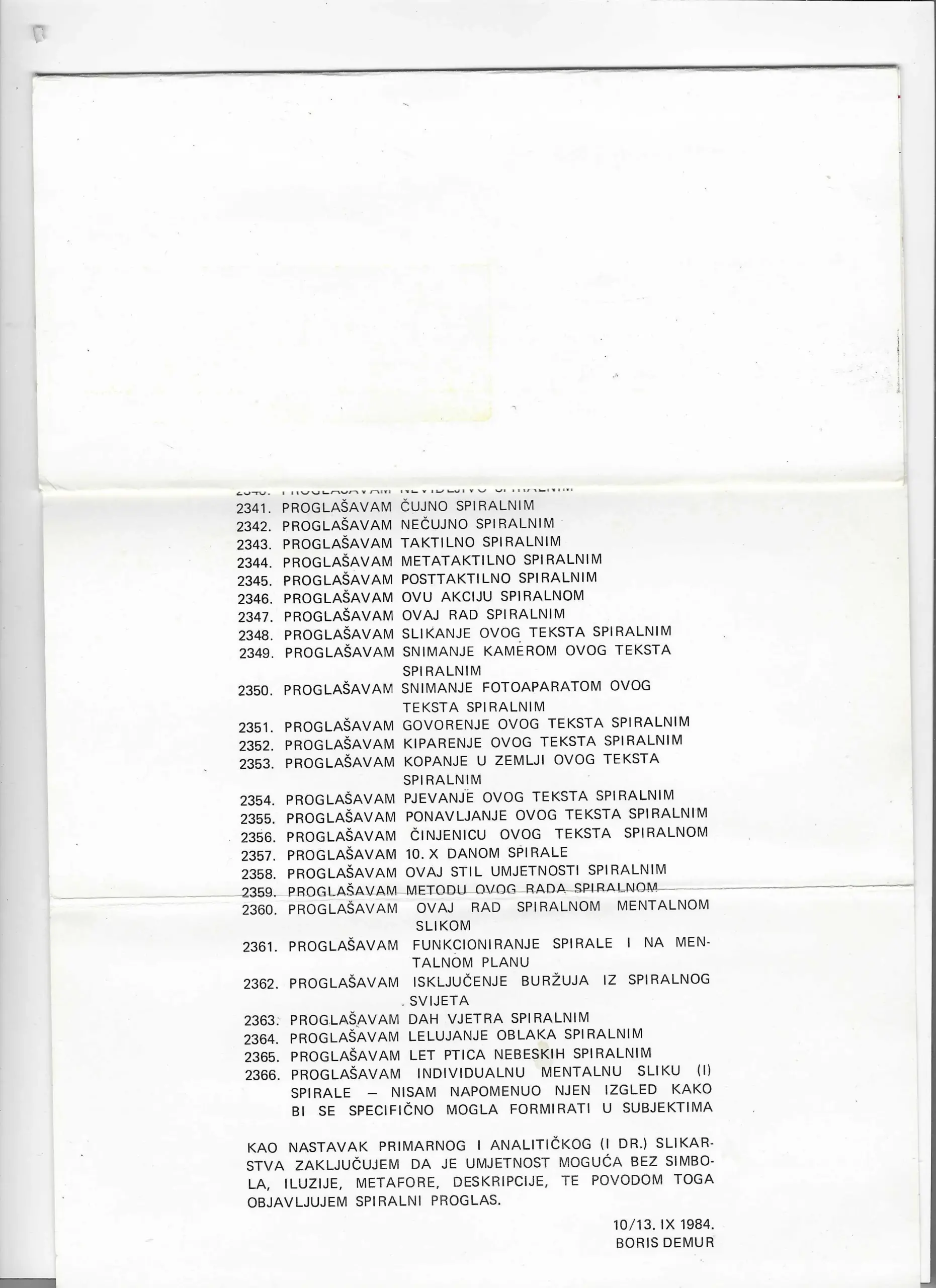 boris demur: spiralni proglas