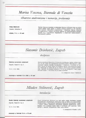 galerije grada zagreba travanj 1984.