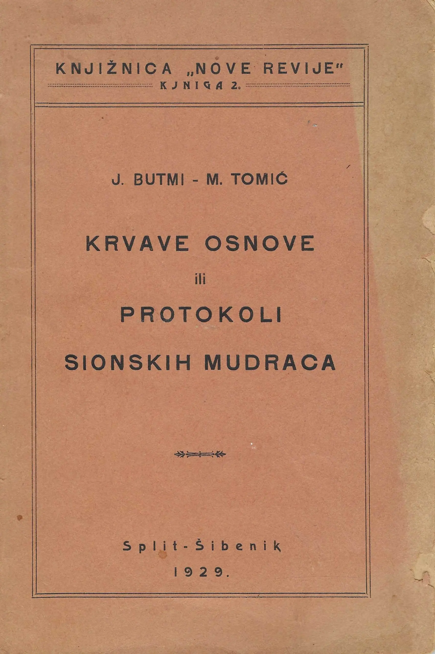 j. butmi - m. tomić: krvave osnove ili protokoli sionskih mudraca