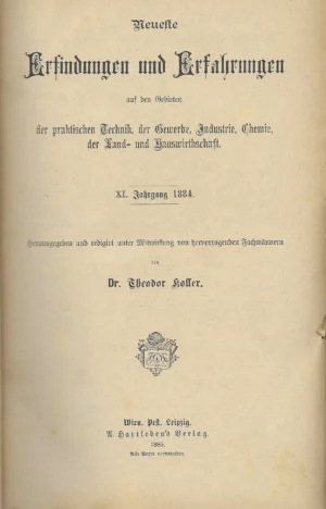 Theodor Koffer: Erfindungen und Erfahrungen 1884