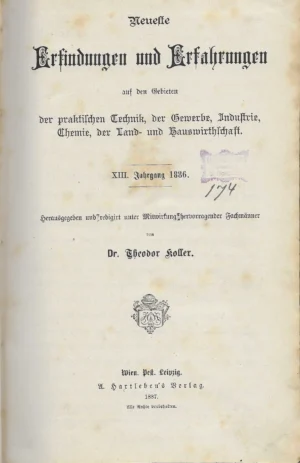 Theodor Koffer: Erfindungen und Erfahrungen 1886