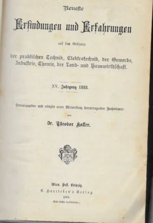 Theodor Koffer: Erfindungen und Erfahrungen 1888