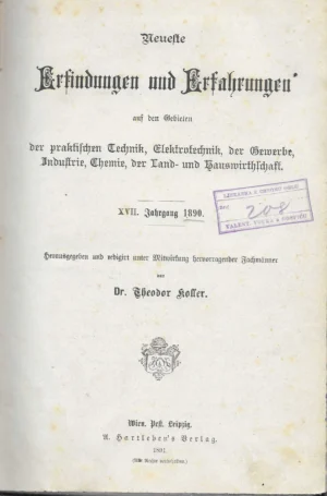 Theodor Koffer: Erfindungen und Erfahrungen 1890