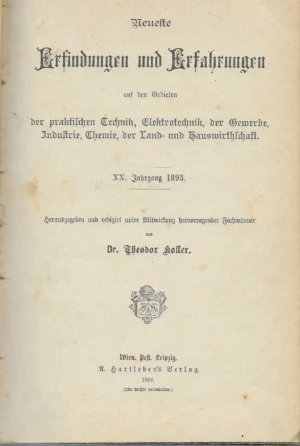 Theodor Koffer: Erfindungen und Erfahrungen 1893