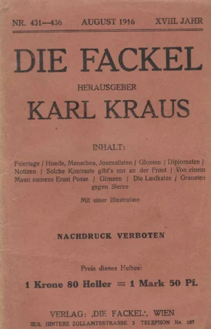 Karl Kraus: Die Fackel br. 431-426/1916.