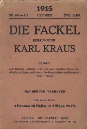 Karl Kraus: Die Fackel br. 406-412/1915.