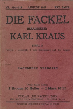 Karl Kraus: Die Fackel br. 514-518/1919.