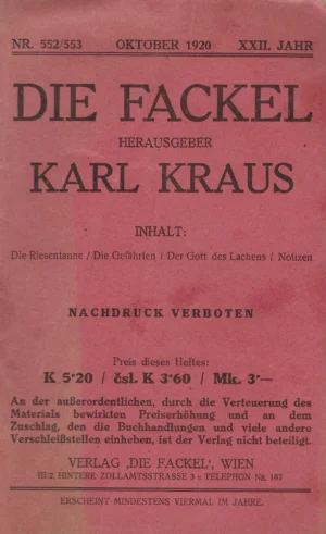 Karl Kraus: Die Fackel br. 552-553/1920.