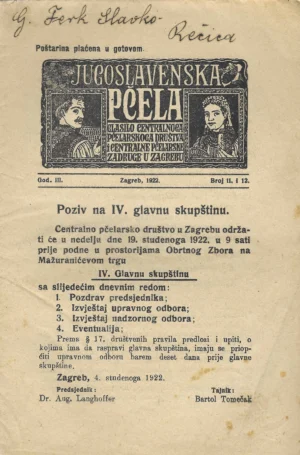 Jugoslavenska pčela br. 11. i 12./1922.